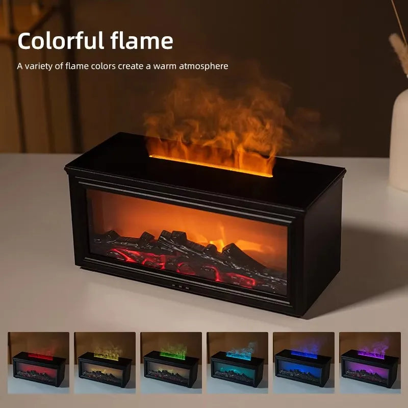 Essential Oils Humidifier with LED Light Remote Control Simulated Fireplace Diffuser USB Rechargeable for Home Mini Diffuser